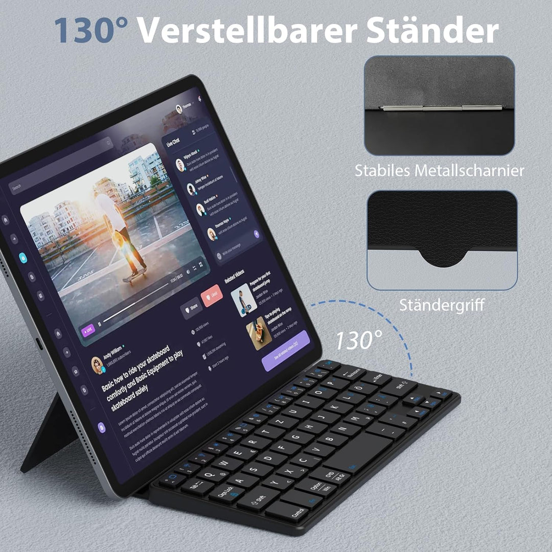 Doohoeek Tragbare Mini Tastatur für iPhone, iPad, Android Tablet, Dual-Bluetooth-Universelle Tastatu
