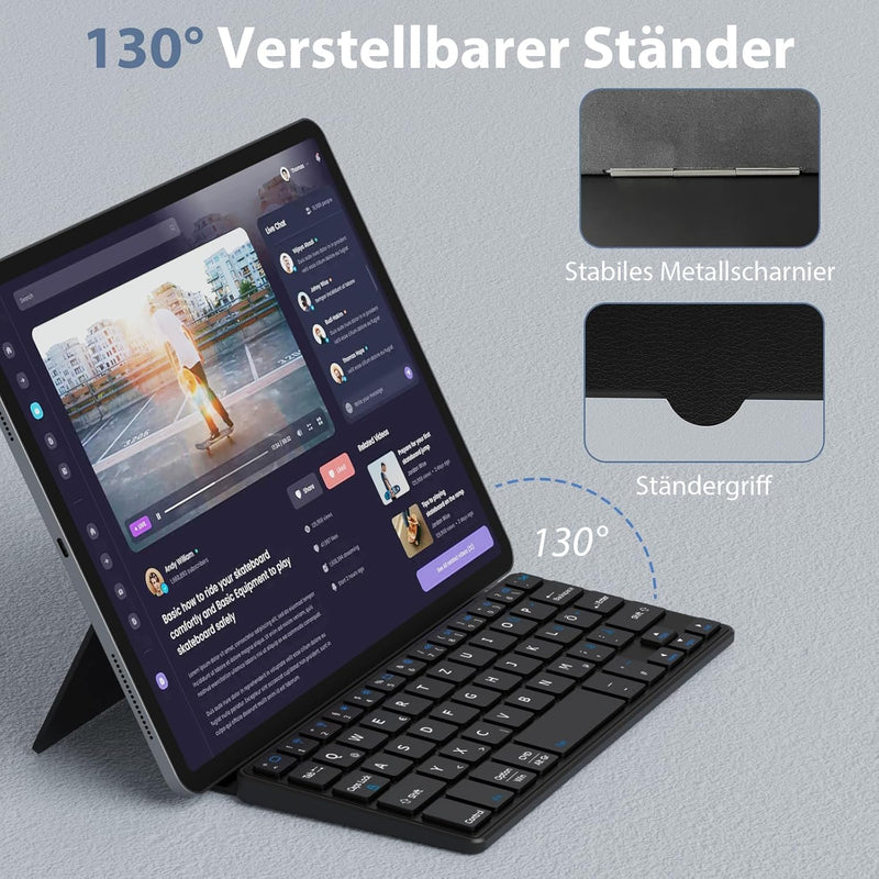 Doohoeek Tragbare Mini Tastatur für iPhone, iPad, Android Tablet, Dual-Bluetooth-Universelle Tastatu