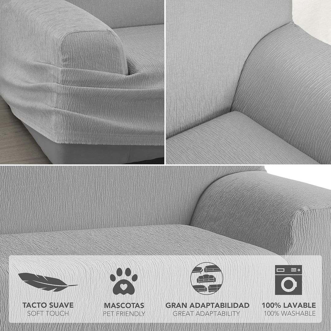 Martina Home Sofabezug, Seelengrau, 2-Sitzer 2 Sitzer Grau (Seele), 2 Sitzer Grau (Seele)