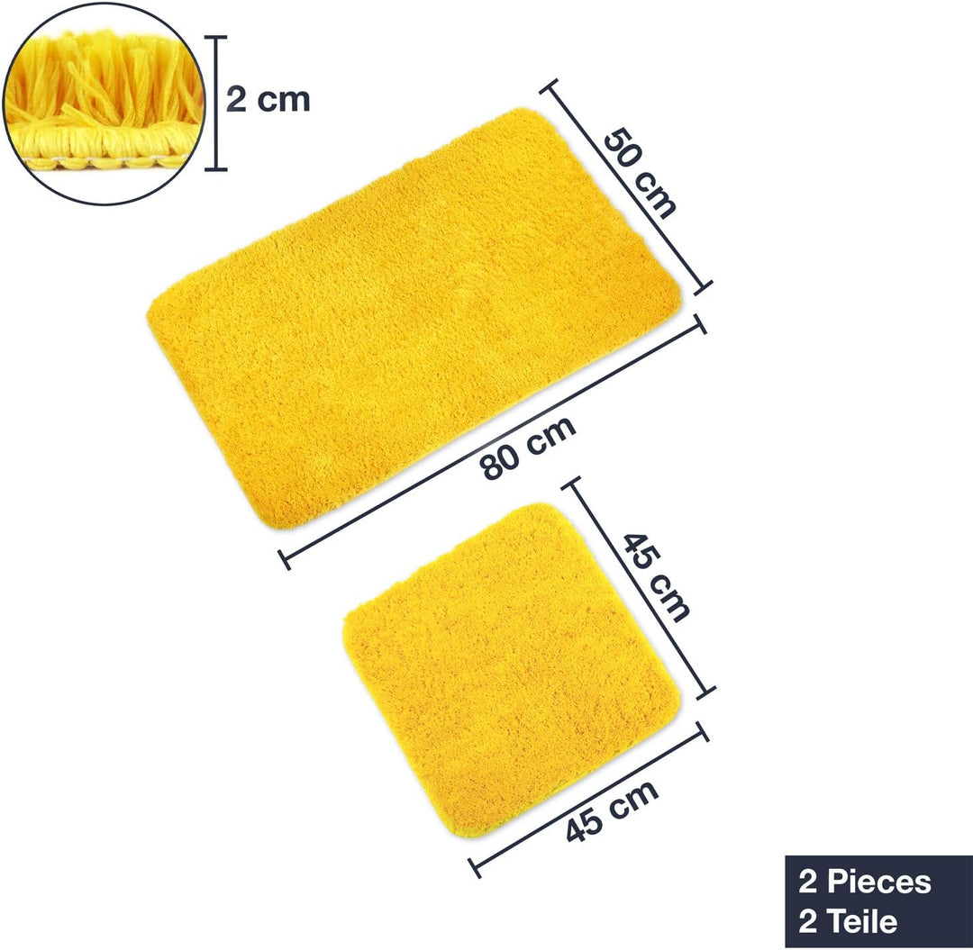 WohnDirect Badematten Set - WC Vorleger (45x45cm), Badematte (50x80cm) - rutschfest waschbar Badezim