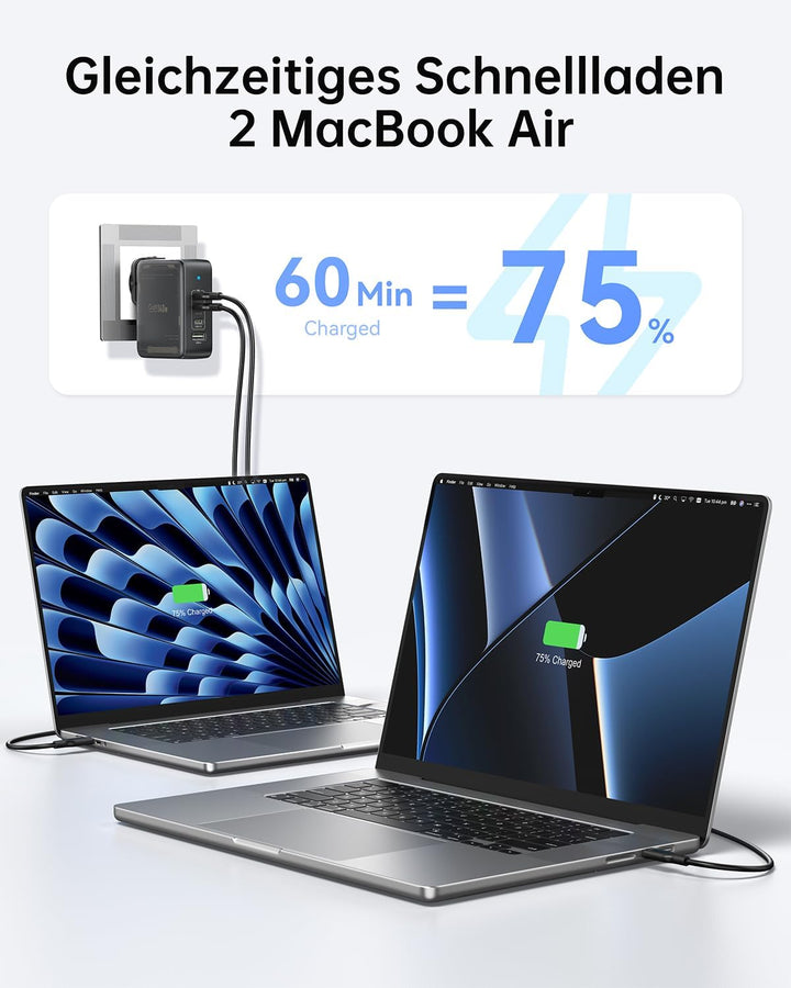 SELORE 140W USB C Ladegerät GaN 4-Port Schnellladegerät mit 2m 140W USB C auf USB C Kabel, PD 3.1 Ne