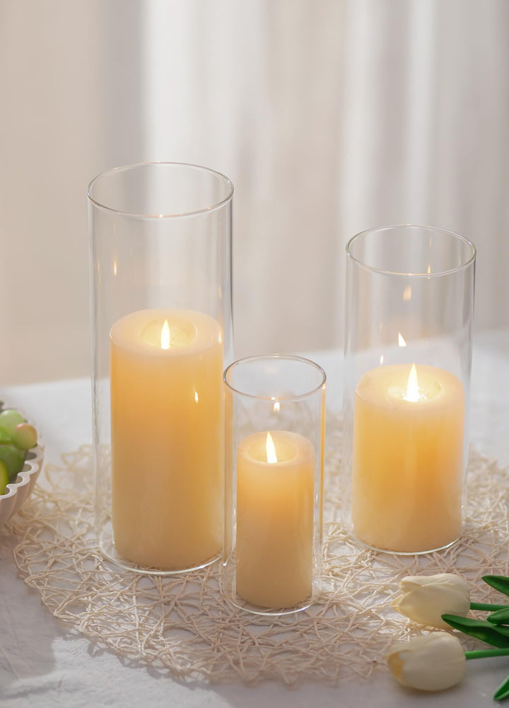 Windlicht Glas Kerzenhalter Kerzenständer Glaszylinder：Romadedi 3er Set Windlichter für Kerzen Stump