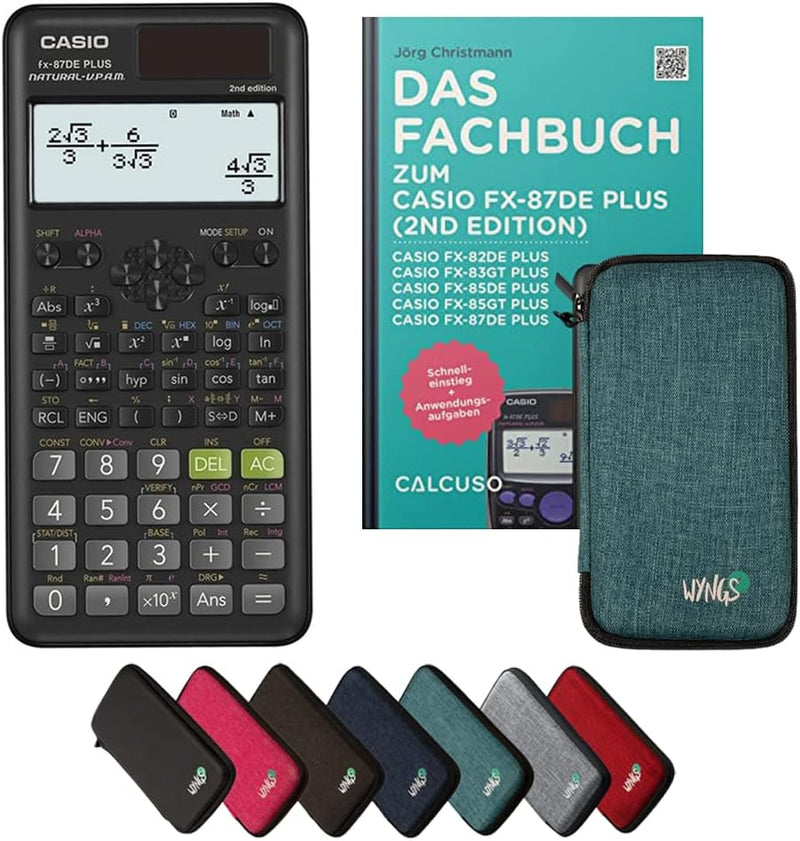 CALCUSO Standardpaket: Casio FX-87DE Plus 2 technisch-wissenschaftlicher Taschenrechner + WYNGS Schu