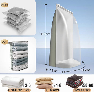 TAILI Würfel Vakuumbeutel für Kleidung, Jumbo 4 Pack (80x100x38 cm), Extra grosse vakuumbeutel für B