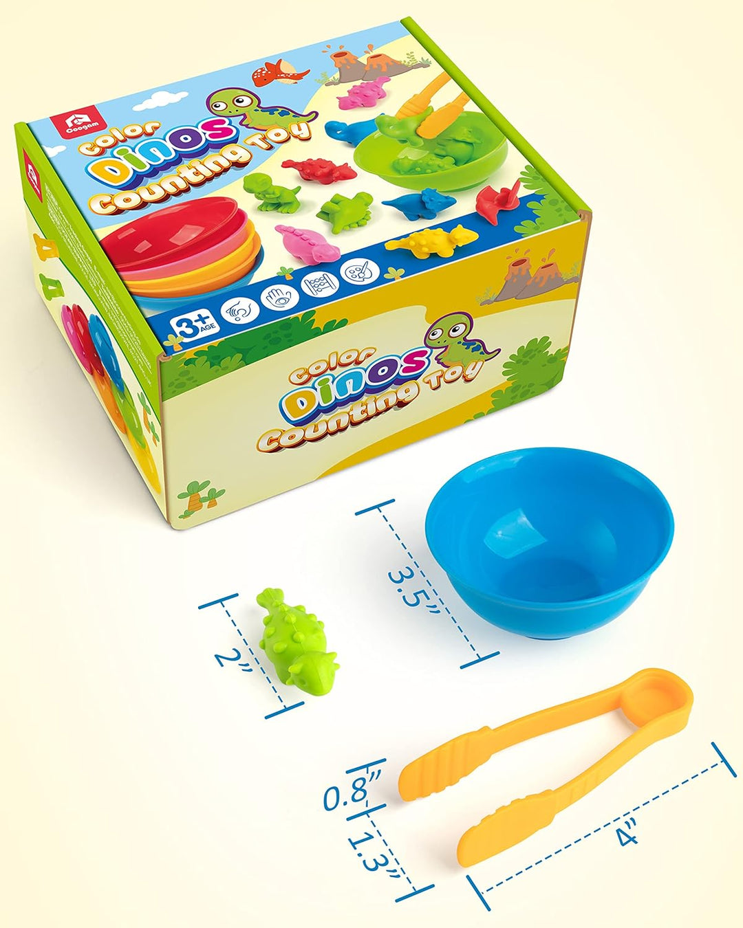 Coogam Zählen Dinosaurier Sorting Spielzeug Set, Farbe Matching Klassifikationsspiel, Montessori Fei