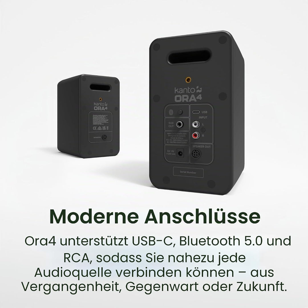 Kanto ORA4 140W Powered Reference Speakers with Bluetooth 5.0 and USB-C Input | 4” Woofers | Bi-Ampl