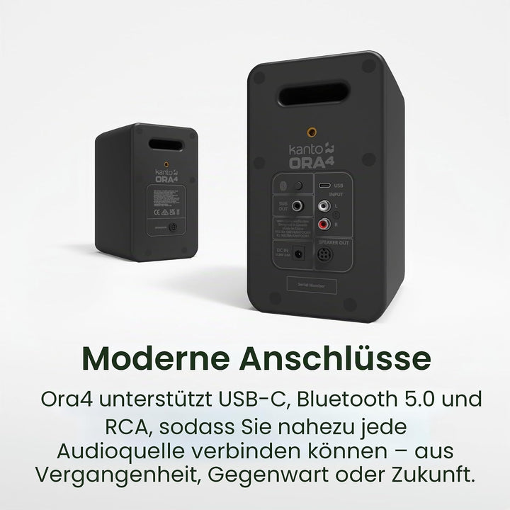Kanto ORA4 140W Powered Reference Speakers with Bluetooth 5.0 and USB-C Input | 4” Woofers | Bi-Ampl