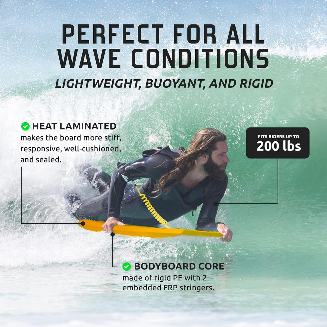 THURSO SURF Hochleistungs-Bodyboard 106,7 cm PE-IXPE-Deck HDPE-Boden FRP-Stringer Doppeltes Drehgele