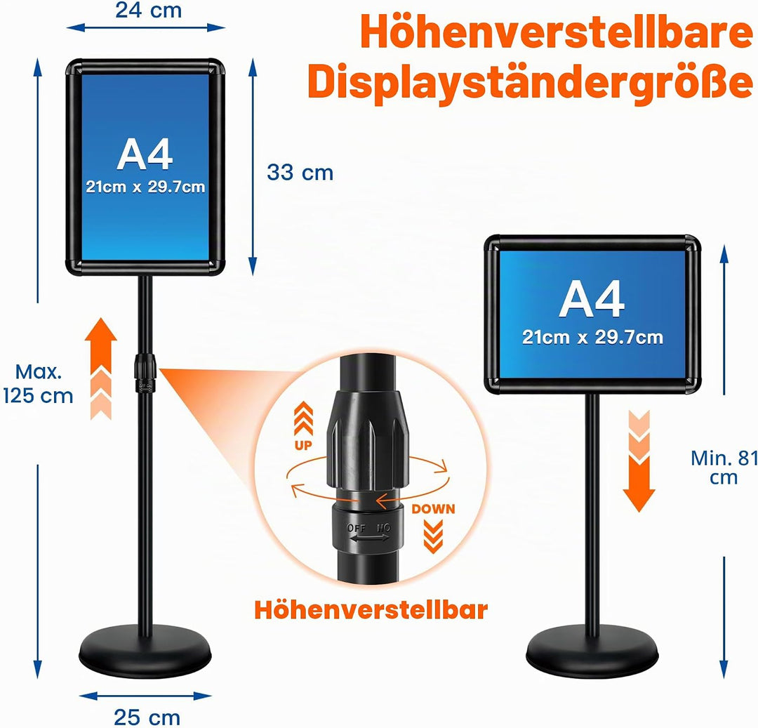 VAIIGO A4 Infoständer Höhenverstellbar Aluminium DIN A4 Plakatständer Informationsständer Präsentati