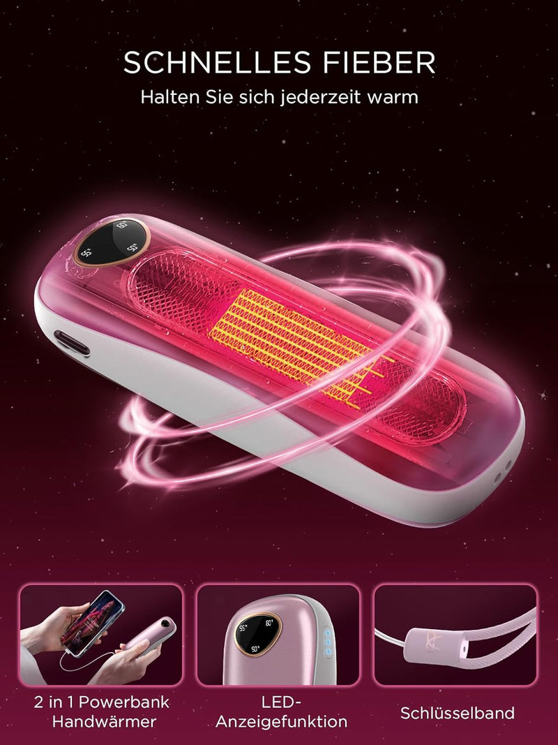Funme 2er-Pack Wiederaufladbare Handwärmer 10000mAh [Geschenkbox] Handwärmer Elektrisch USB Powerban