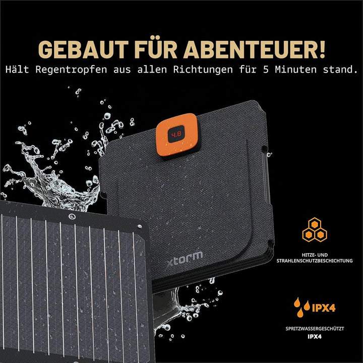 Xtorm SolarBooster, 28W Solarmodul, Faltbar, Tragbar Solar Ladegerät, faltbares Solarpanel, Monokris