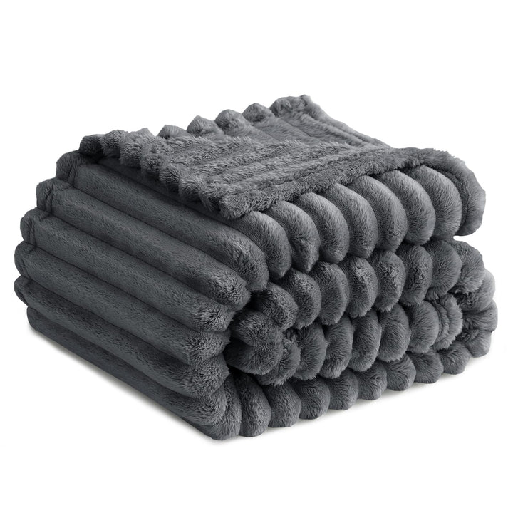 RUIKASI Kuscheldecke Flauschig Decke Grau - 130x150cm Fleecedecke Sofadecke Couchdecke für Wohnzimme