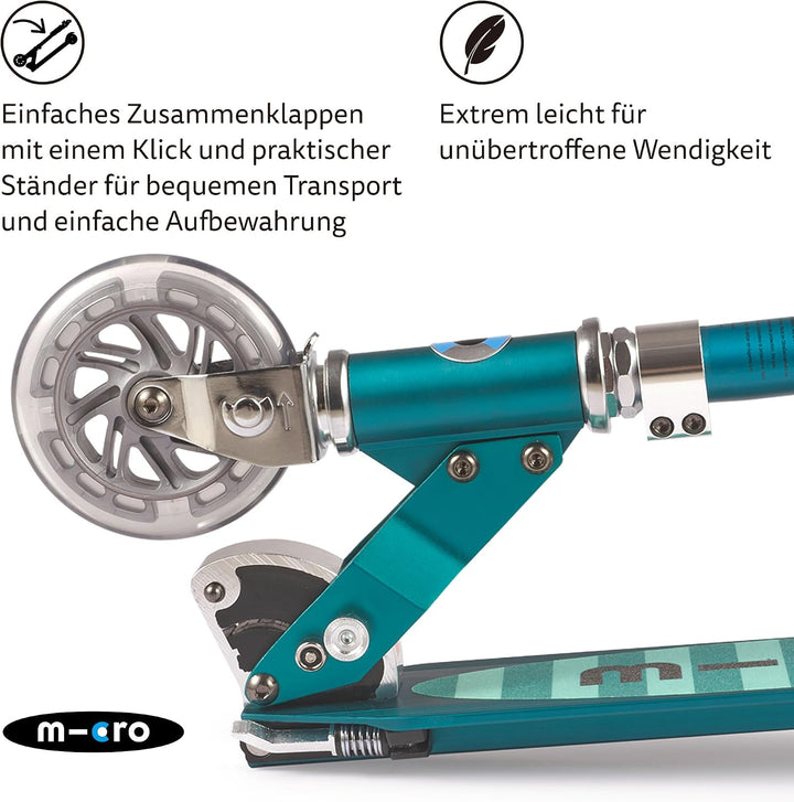 Micro Mobility SA0179 Sprite Tretroller, Petrol, 64 x 11 x 22 cm, Petrol