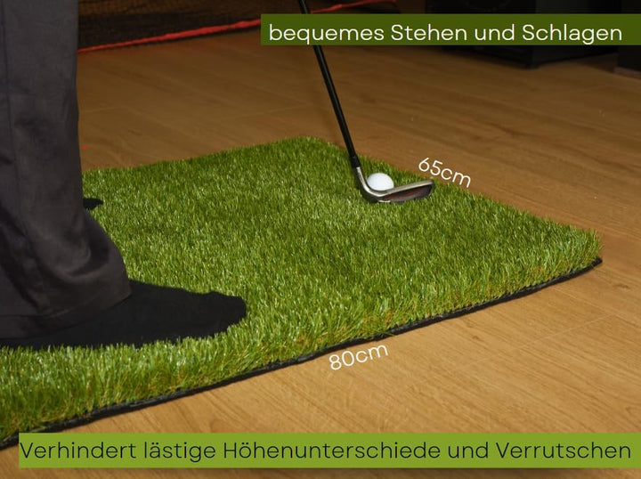Abschlagmatte Golf 85 x 65cm, Outdoor, Indoor, inkl. Teehalter + Tee verstellbar, chippen, Driven, z