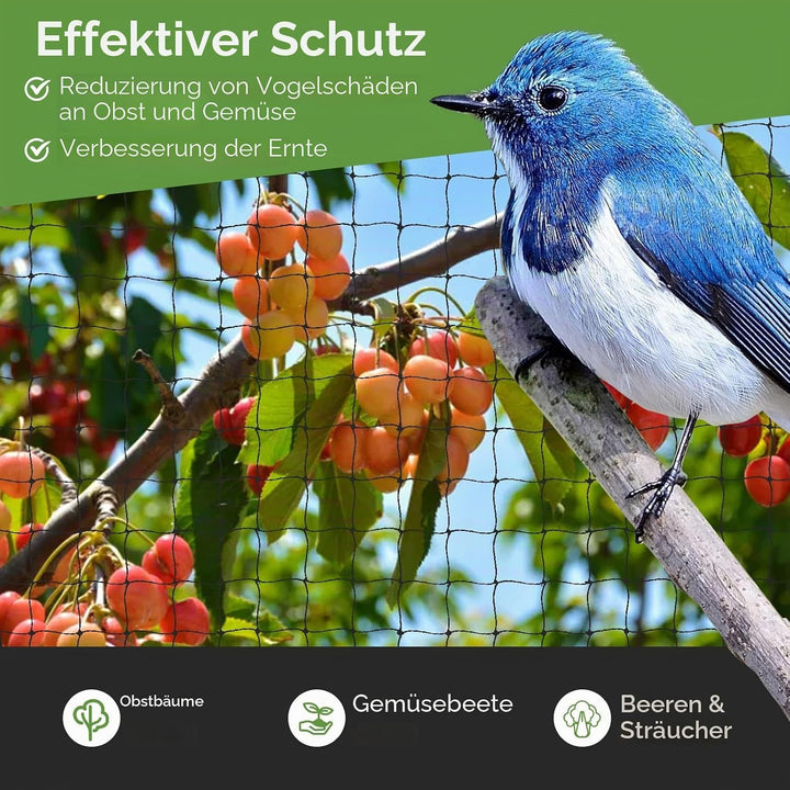 Vogelschutznetz 10 m x 10 m, Vogelnetz Schwarz, Reissfestes Pflanzennetz für Hühnergehege, Volierenn