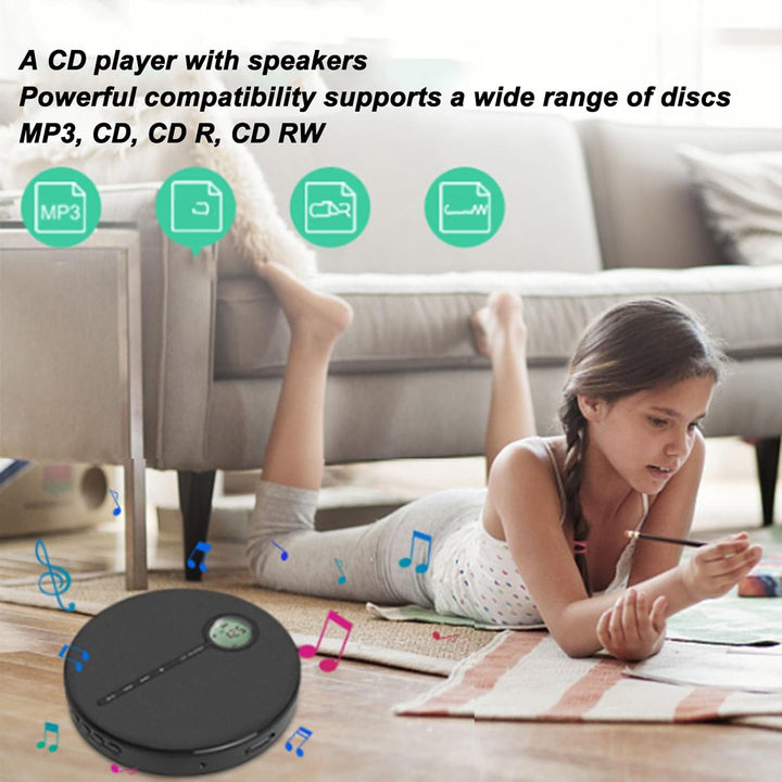 CD-Player, Tragbarer Bluetooth 5.0-CD-Musikplayer mit Wiederaufladbarem 2000-mAh-Akku, Aussenlautspr