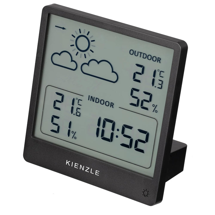 Kienzle Funkwetterstation mit Aussensensor Slim Design für Temperatur Luftfeuchtigkeit Wettervorhers