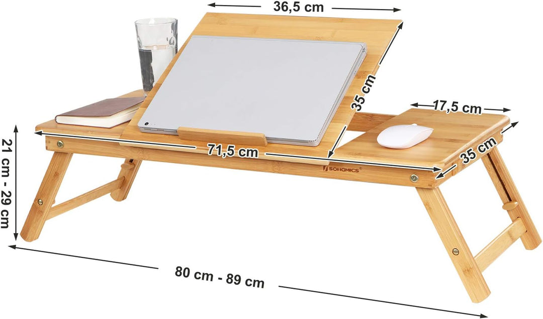 SONGMICS Laptoptisch, klappbarer und höhenverstellbarer Notebooktisch, mit Lüftungslöchern, für Link