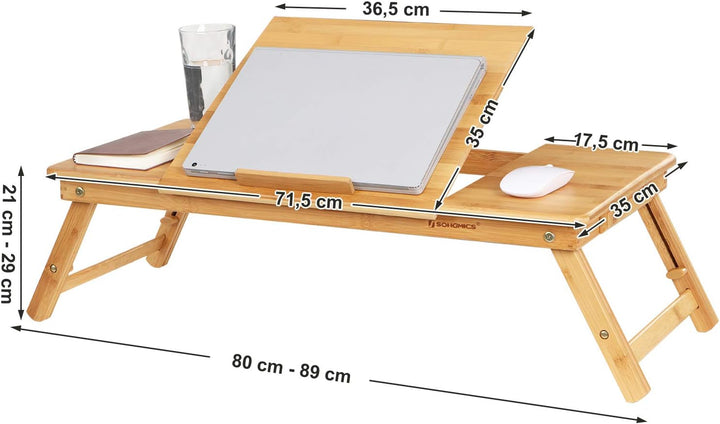 SONGMICS Laptoptisch, klappbarer und höhenverstellbarer Notebooktisch, mit Lüftungslöchern, für Link