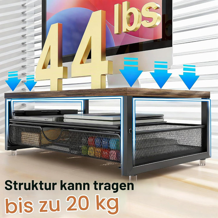 Monitorständer mit Schublade, Schreibtischorganizer und Zubehör, 2-stufiger Computer Monitor Erhöhun