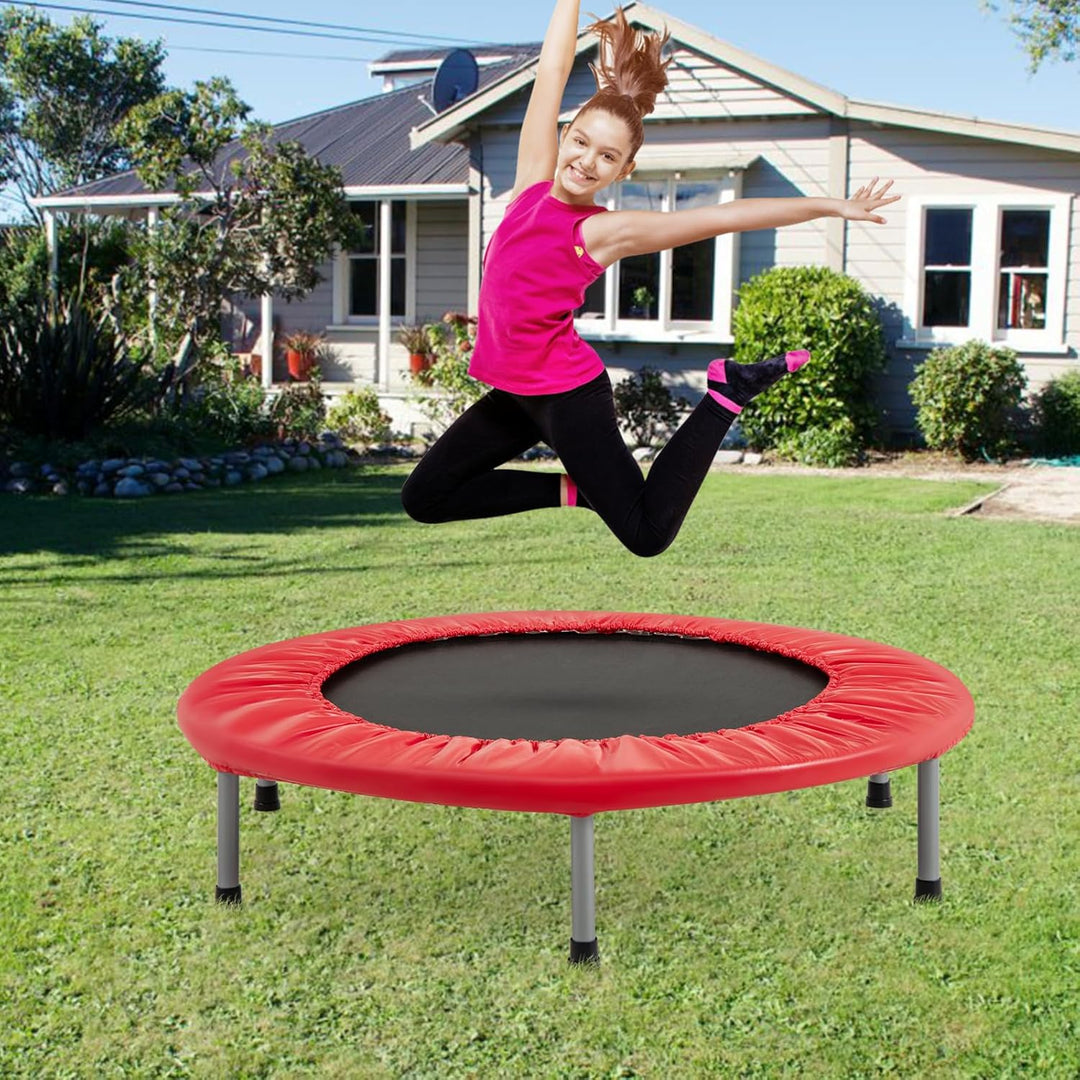 GOPLUS Trampolin Indoor, Ø97cm Fitnesstrampolin bis 150 kg belastbar, Kindertrampolin klappbar mit r