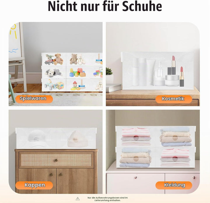 20 STK Schuhboxen Transparent Schuhe Box Plastik Schuhaufbewahrung Box Stapelbar Aufbewahrungsbox Sc