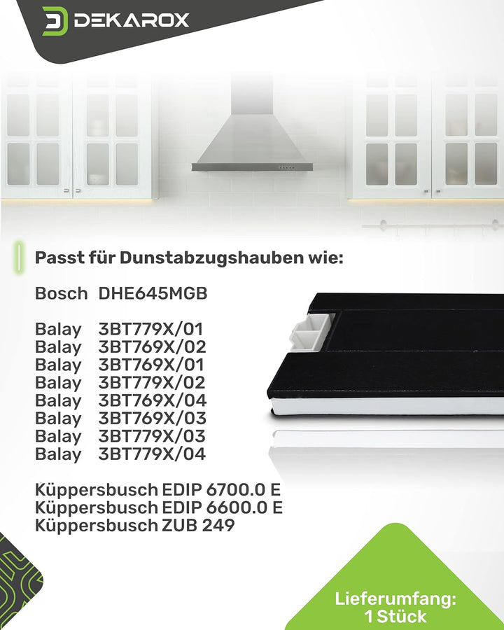 DEKAROX Aktivkohlefilter Filter für Balay Bosch Siemens Neff Constructa Gaggenau 434229 00434229 DHZ