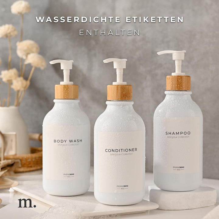 MaisoNovo Shampoo Flaschen zum befüllen - Duschgel Spender - 500 ml Set mit 3 weissen Plastikflasche