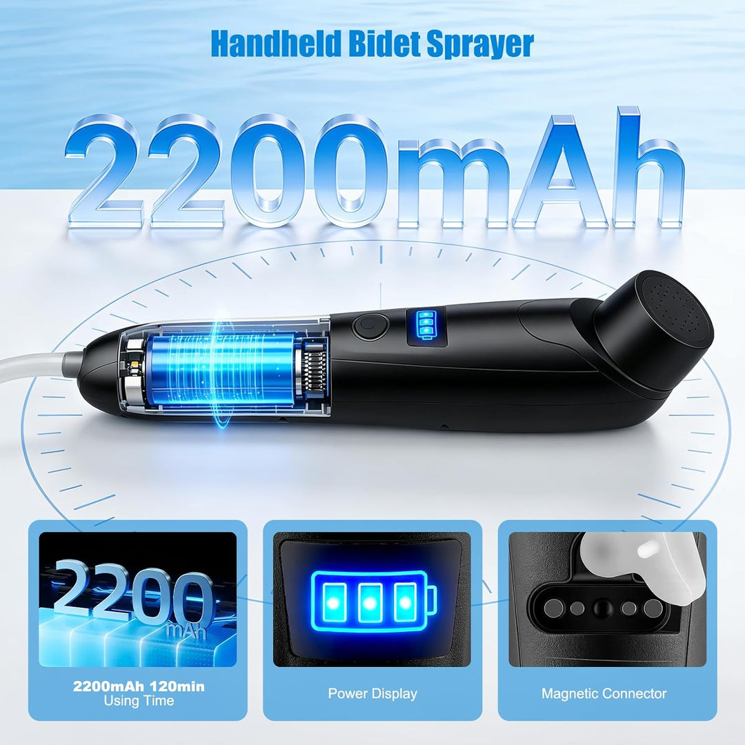 Elektrisches Bidet, 2,5L mit USB-Aufladung, Tragbare Po-Dusche mit verstellbarem Sprühkopf, Sanfter