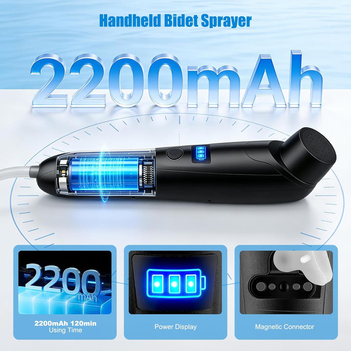 Elektrisches Bidet, 2,5L mit USB-Aufladung, Tragbare Po-Dusche mit verstellbarem Sprühkopf, Sanfter