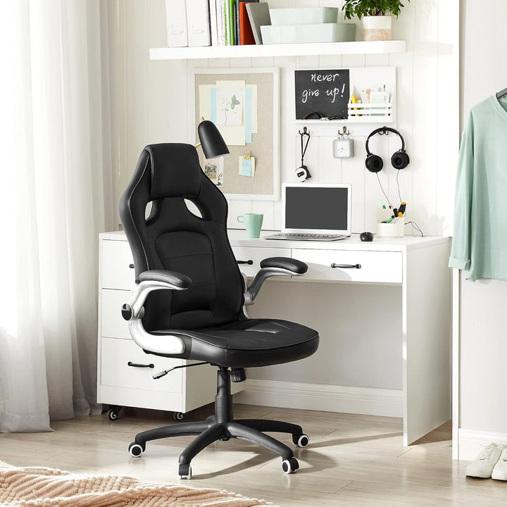 SONGMICS Racing Stuhl Bürostuhl Gaming Stuhl Chefsessel Drehstuhl PU, schwarz, OBG62B, 70 x 65 x 115