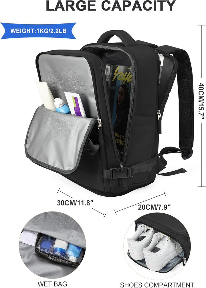SZLX Grosser Reiserucksack Damen, Handgepäck Rucksack,Wanderrucksack Wasserdichter Outdoor-Sportruck