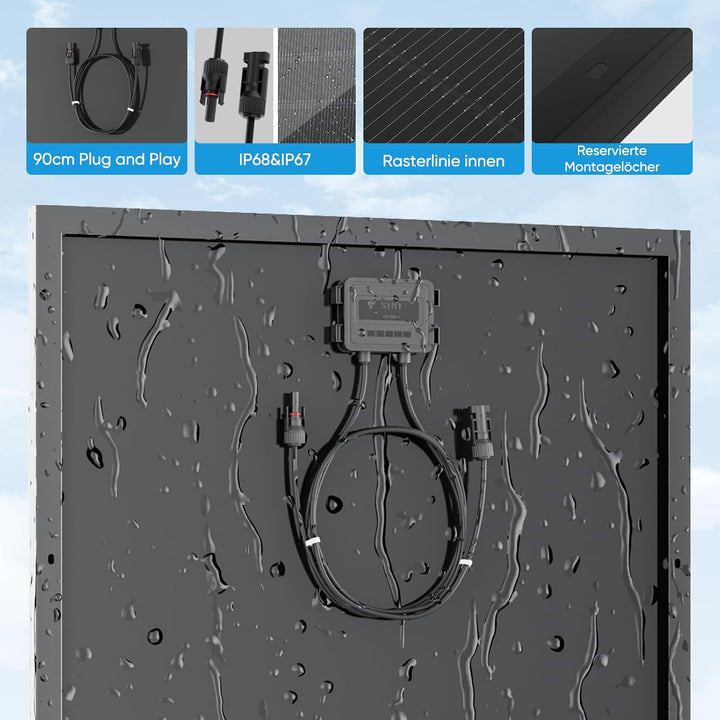 Solarpanel, Hohe Effizienz Monokristalline Solarmodul, Aluminium Frame Solar Panel, 12V/24V PV Modul