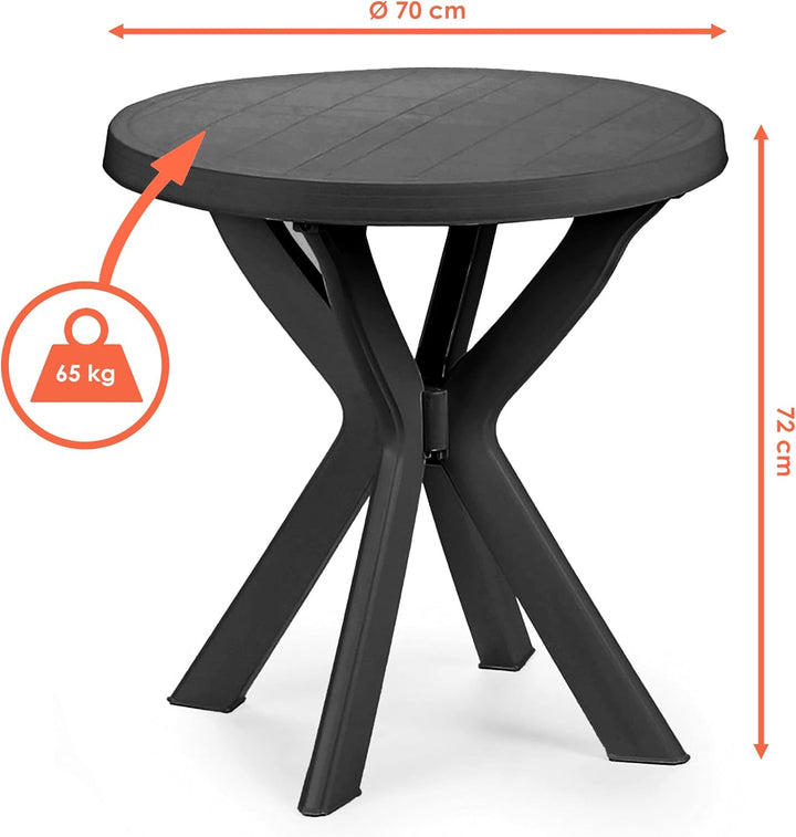 Spetebo Kunststoff Gartentisch rund - 70 cm - Campingtisch im klassischen Design - Balkontisch Terra
