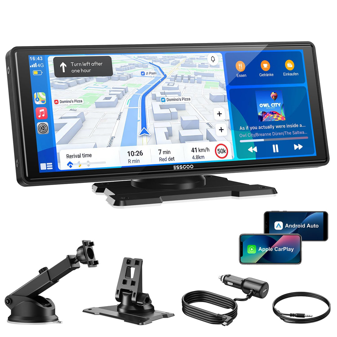 ESSGOO Carplay Android Auto Display,10.26 Zoll Apple Carplay Bildschirm für AirPlay/Mirror Link,Car