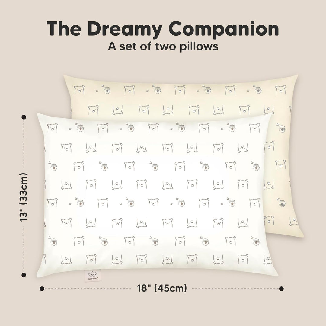 2er Pack Kleinkind Kissen 33 x 45 cm - Weich Bio Baumwolle Kissen Kinder - Kleinkind Kopfkissen Zum