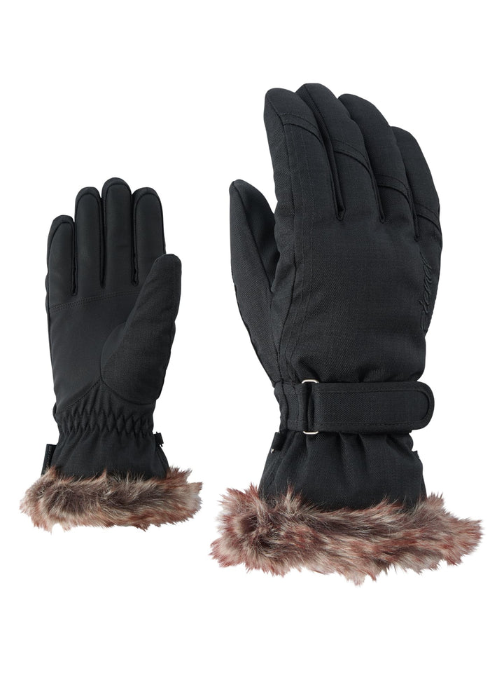 Ziener Damen Ski-Handschuhe / Wintersport, Warm, Atmungsaktiv Kim, 801117 7 black-stru, 7 black-stru