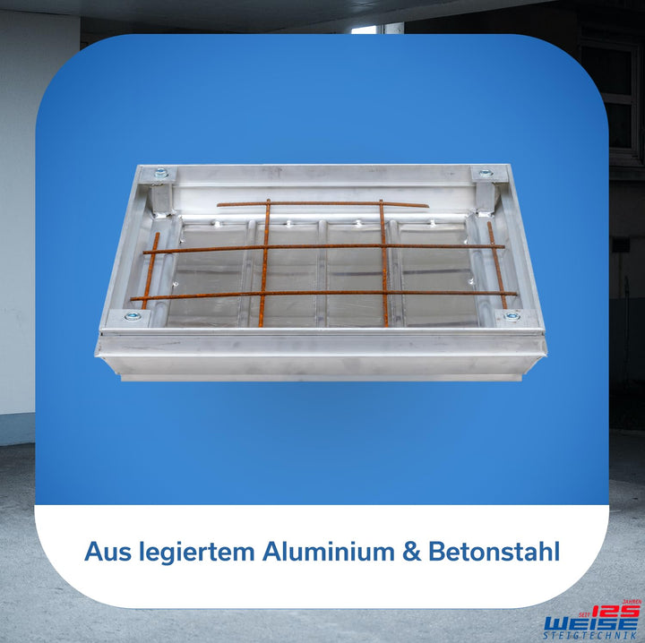Alu Schachtabdeckung, Durchgangsmass 300 x 300mm, tagwasser-, gas- & geruchsdicht, Deckel aushebbar