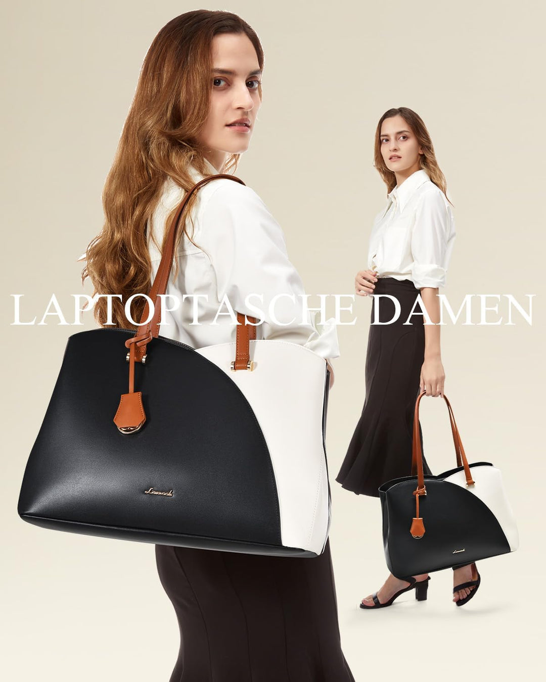 LOVEVOOK Handtasche Damen Gross, 15,6 Zoll Laptoptasche Shopper Arbeitstasche Bürotasche, PU Leder H