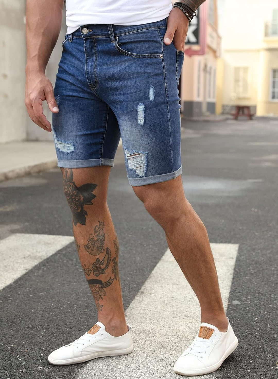 Meilicloth Jeans Shorts Kurze Herren Shorts Sommer Denim Western Casual A Navy Blau S, A Navy Blau S