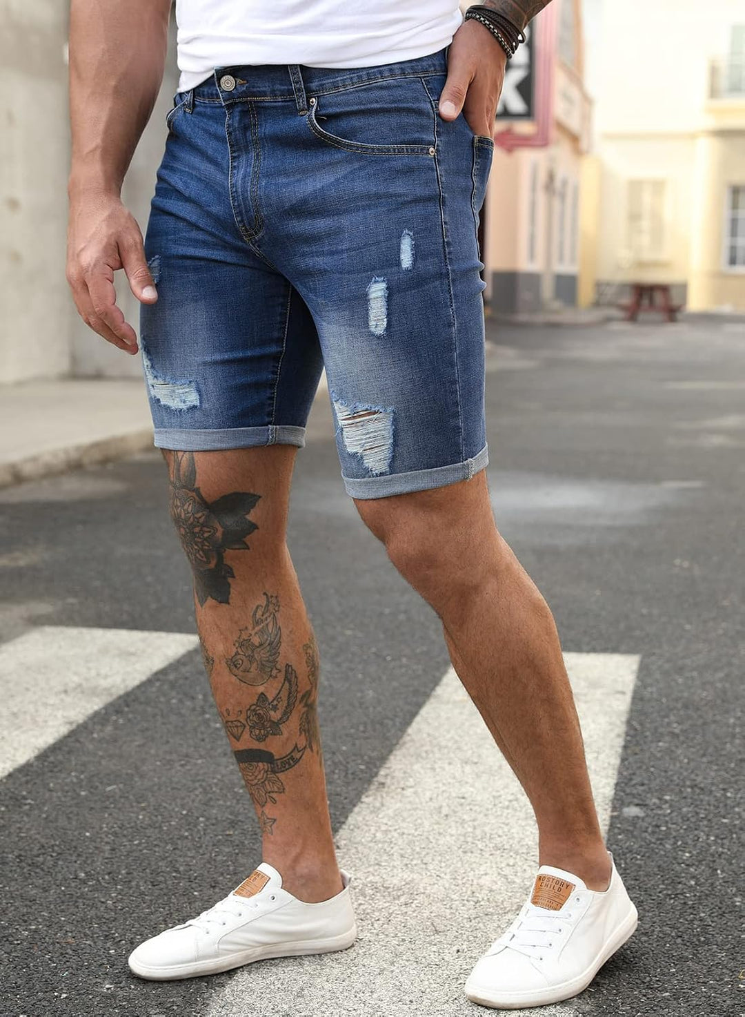 Meilicloth Jeans Shorts Kurze Herren Shorts Sommer Denim Western Casual A Navy Blau XL, A Navy Blau