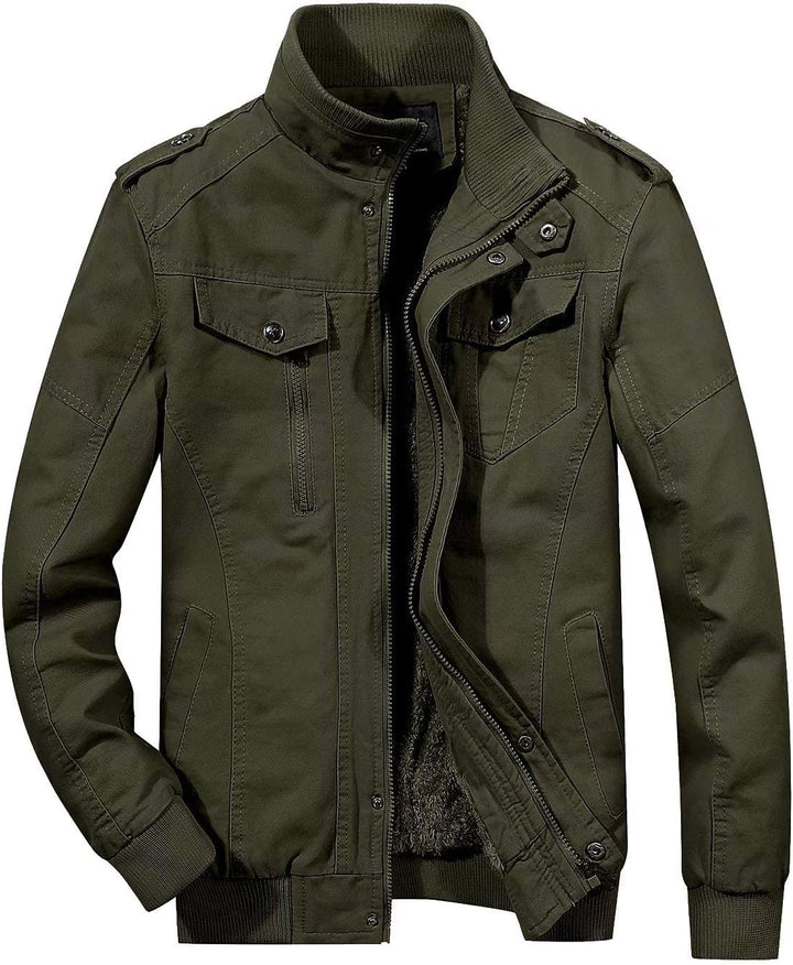 MAGCOMSEN Herren Warm Gefüttert Winterparka Cargo Army Jacke Fleece Casual Übergangsjacke Baumwolle