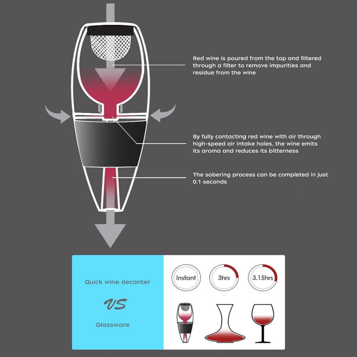 Luxus Wein Dekanter Set（ rotweingläser + Ständer），Weinbelüfter mit Filtration, Acrylmaterial，Vakuum