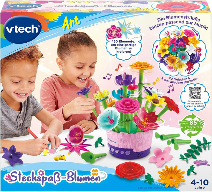 VTech Steckspass-Blumen – Magischer Blumentopf zum Selbstzusammenstecken und Dekorieren mit Musik un