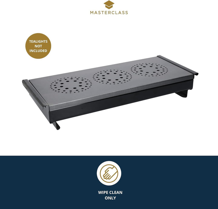 MasterClass Warmhalteplatte für Buffet, Catering Tisch, Professionelle Wärmeplatte mit 3 Teelichtern