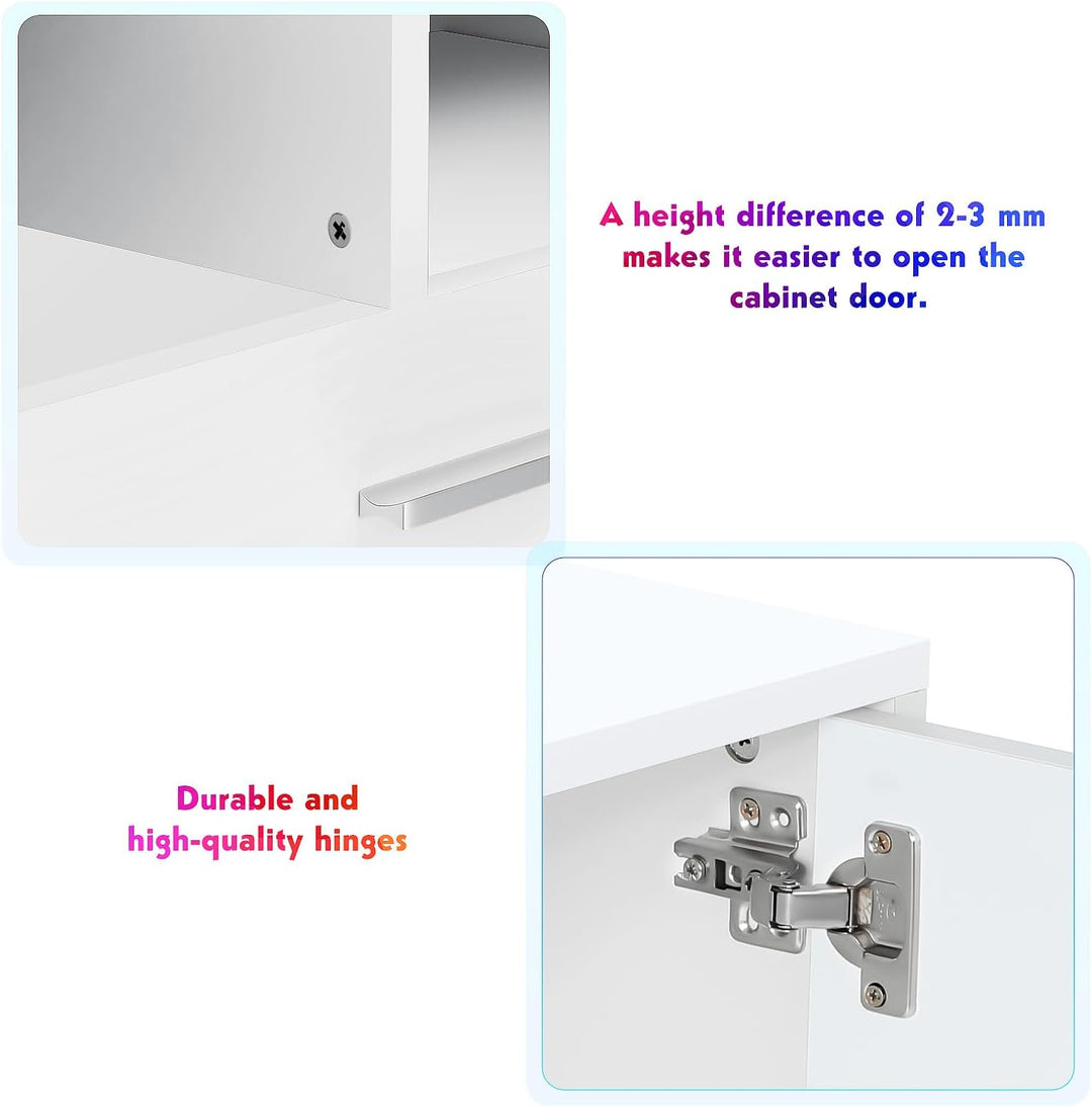 TV-Schrank LED, TV Lowboard mit Grossem Stauraum, Fernsehtisch mit RGB LED-Beleuchtung, TV Board für