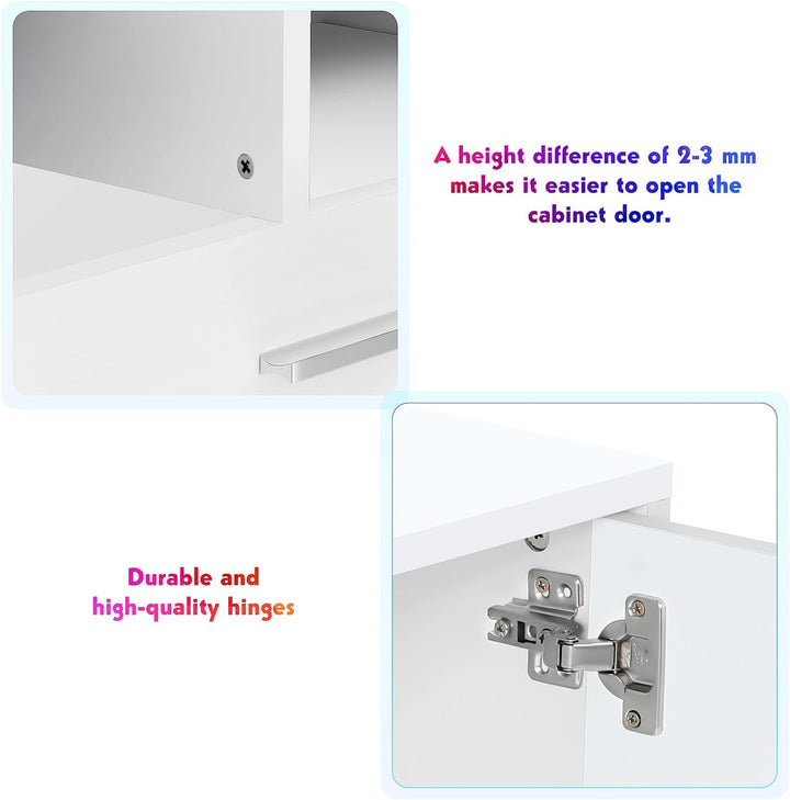 TV-Schrank LED, TV Lowboard mit Grossem Stauraum, Fernsehtisch mit RGB LED-Beleuchtung, TV Board für
