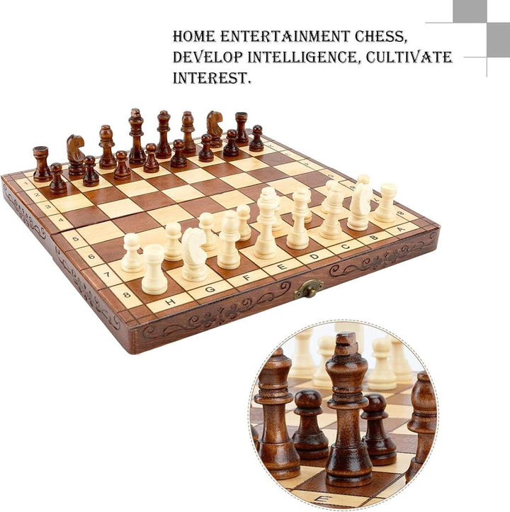 Syrace Schachspiel Schach Schachbrett aus Holz für Kinder und Erwachsene, Zusammenklappbar, Handgefe
