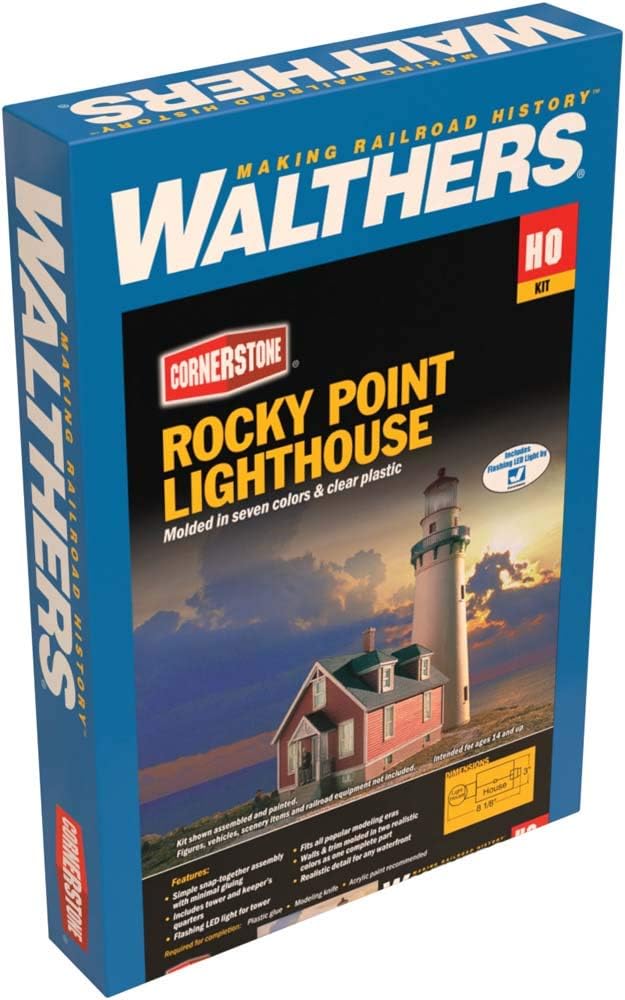 Walthers Cornerstone 933-3663 HO Scale Model Lighthouse Zubehör-Rocky Point Leuchtturm, Schwarz, 72