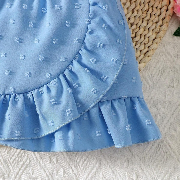 Baby Mädchen Rock Set Rüschen Ärmellose Bluse mit Schleife &amp; Eleganter Schweizer Punkten Rock 2Pcs S